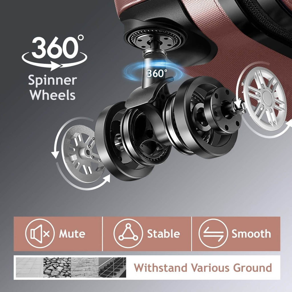 3-Piece Hard Shell Luggage Set with TSA Lock – 20/24/28 Inch 360° Spinner Wheels