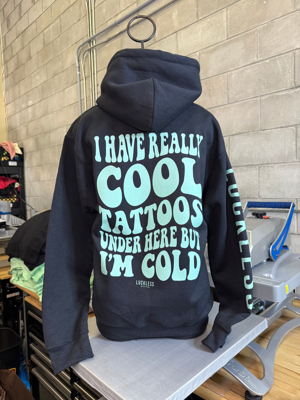 Cool Tattoos Hoodie | Black - Mint - Pink
