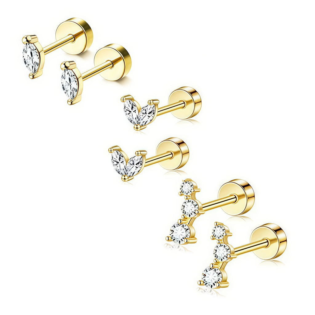 Crystal Dusk Mini Stud Set – Elegant Sparkle for Every Piercing