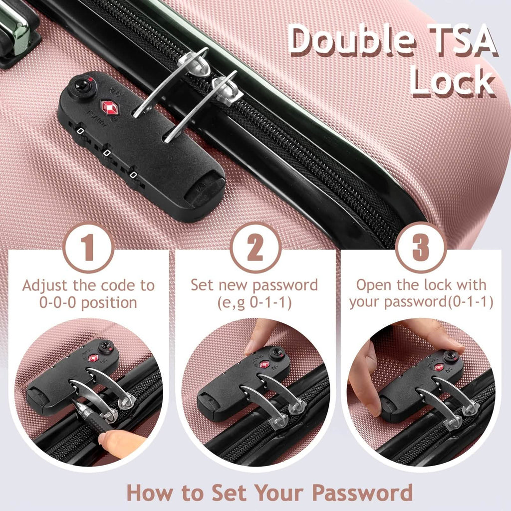3-Piece Hard Shell Luggage Set with TSA Lock – 20/24/28 Inch 360° Spinner Wheels