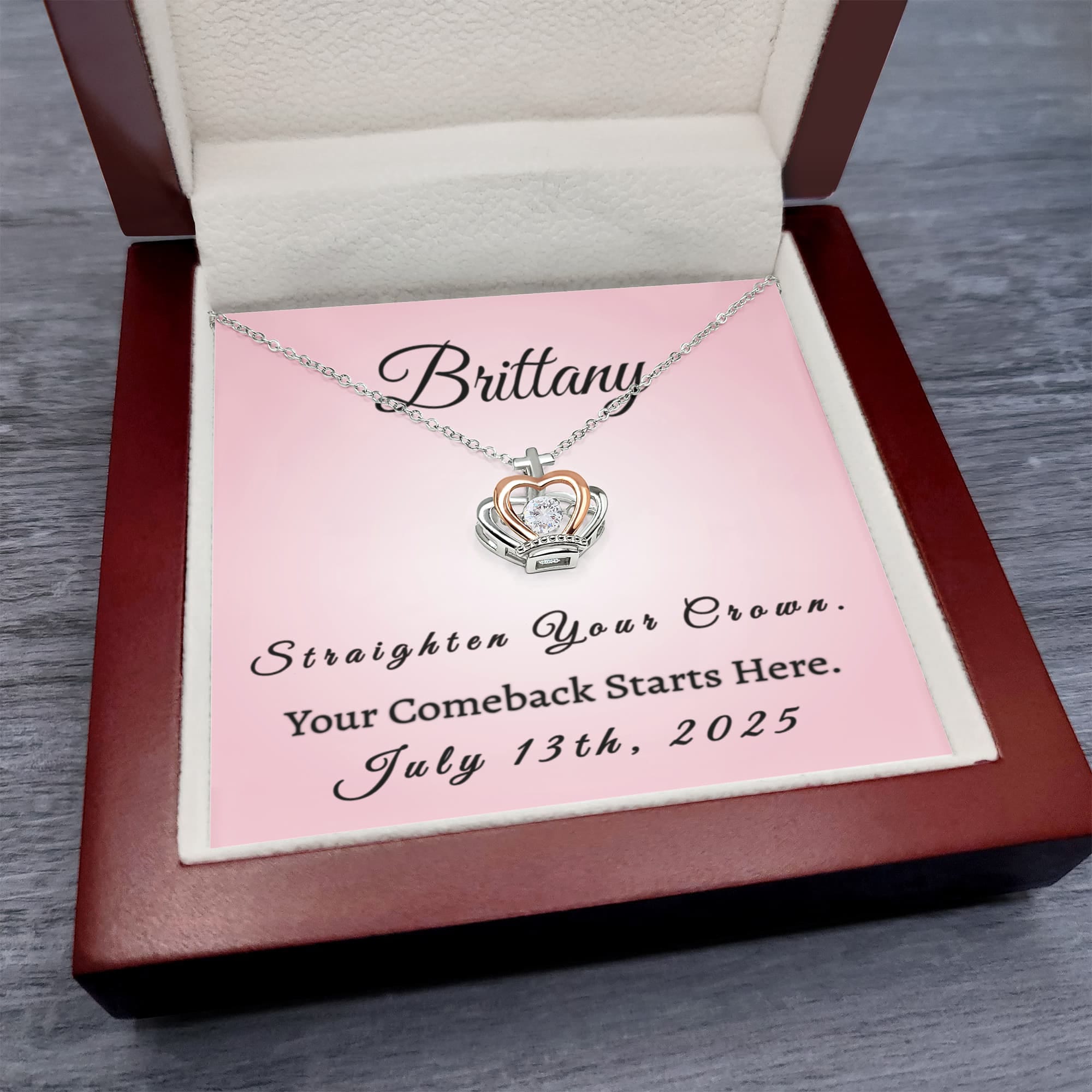 Custom Recovery Crown Necklace | Inspiring Sobriety |  Straighten Your Crown, Your Comeback Starts Here